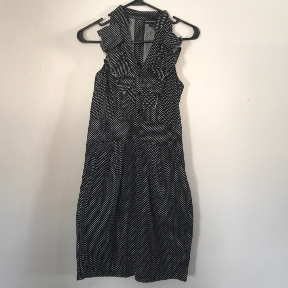 Black Polka Dotted Ruffle Dress by Express